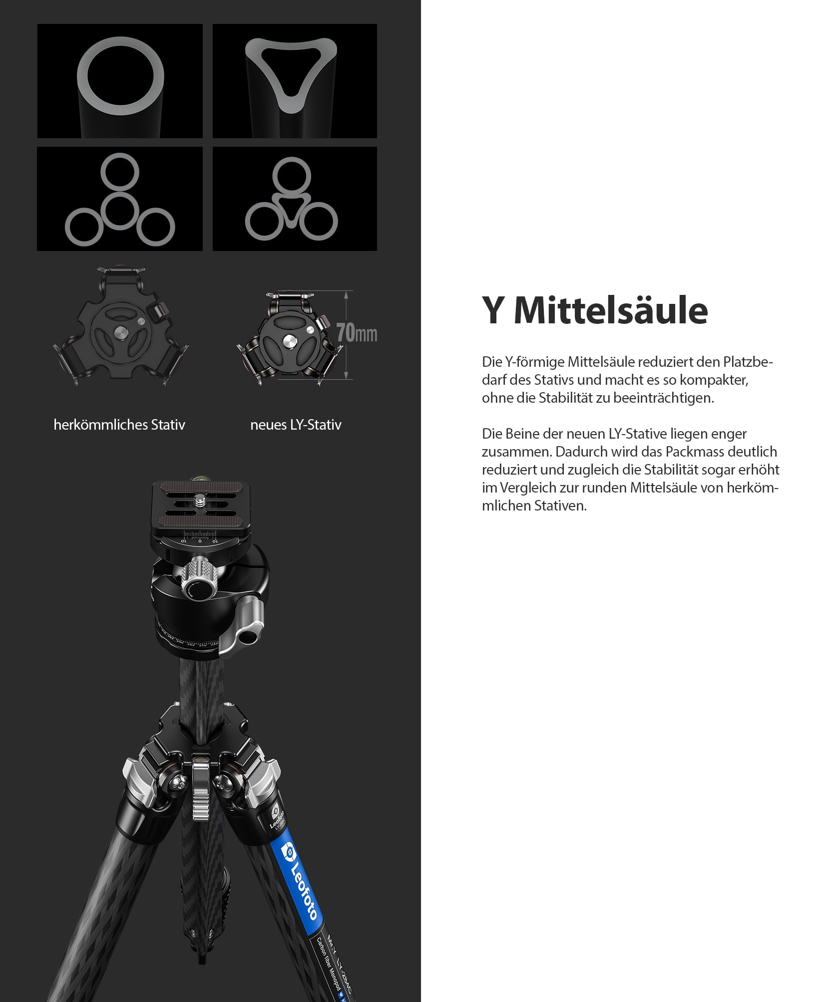 fotostativ dreibein carbon leofoto ly 284c2