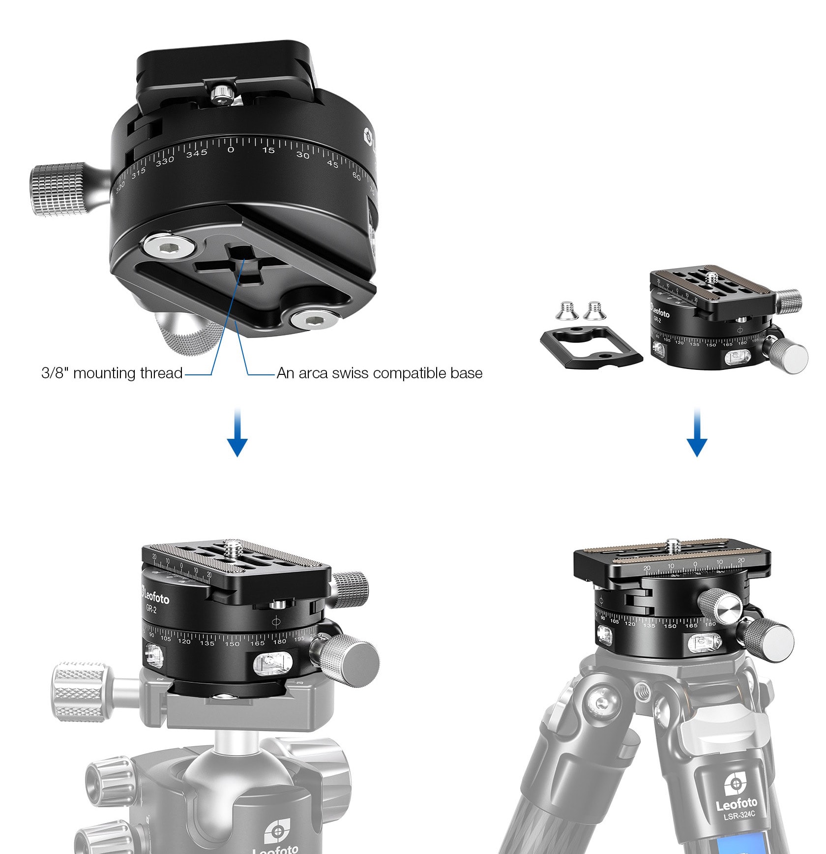 gr 2 leofoto getriebe arca swiss klemme2 1