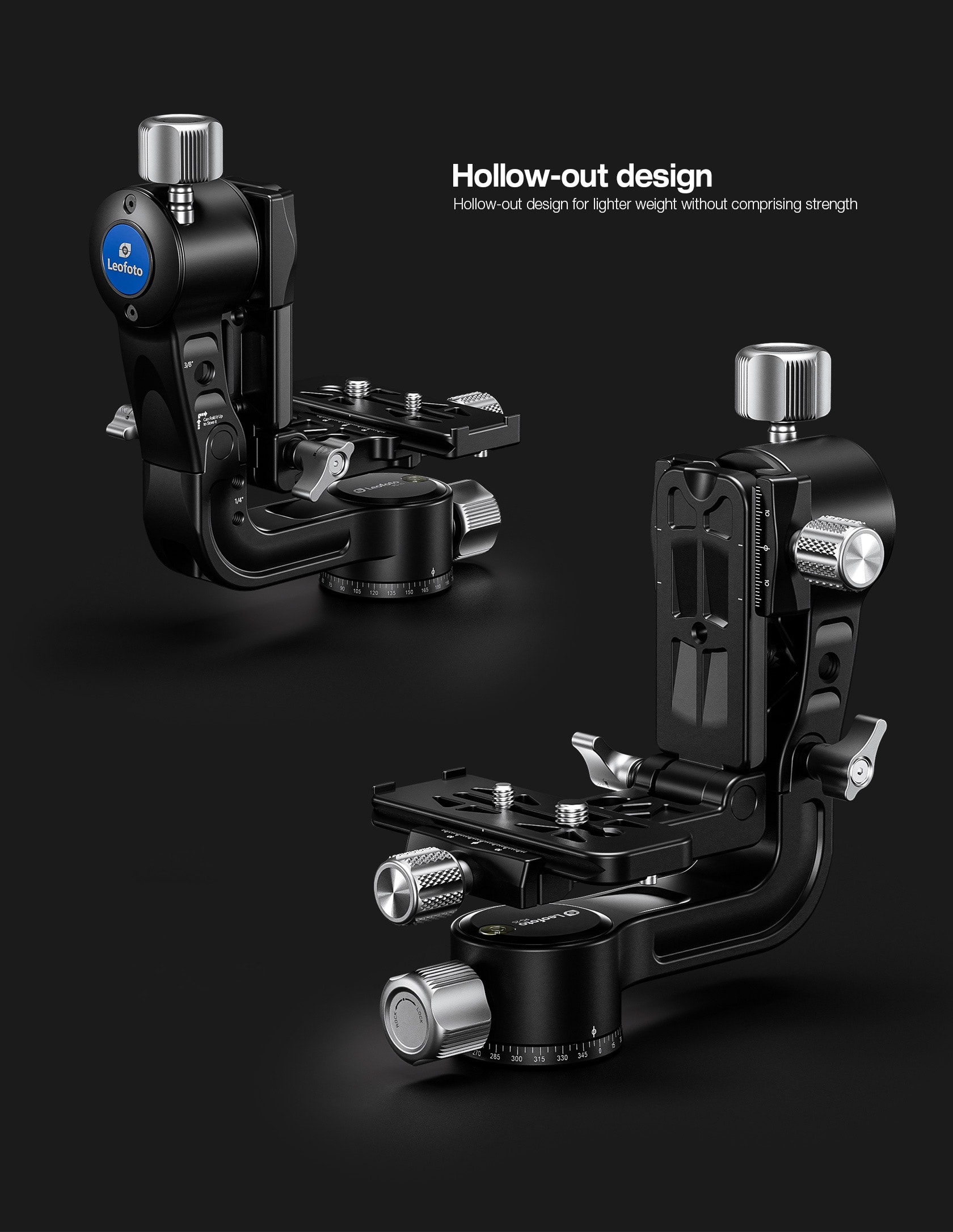 pg 2s gimbal kardan leofoto aluminium faltbar3