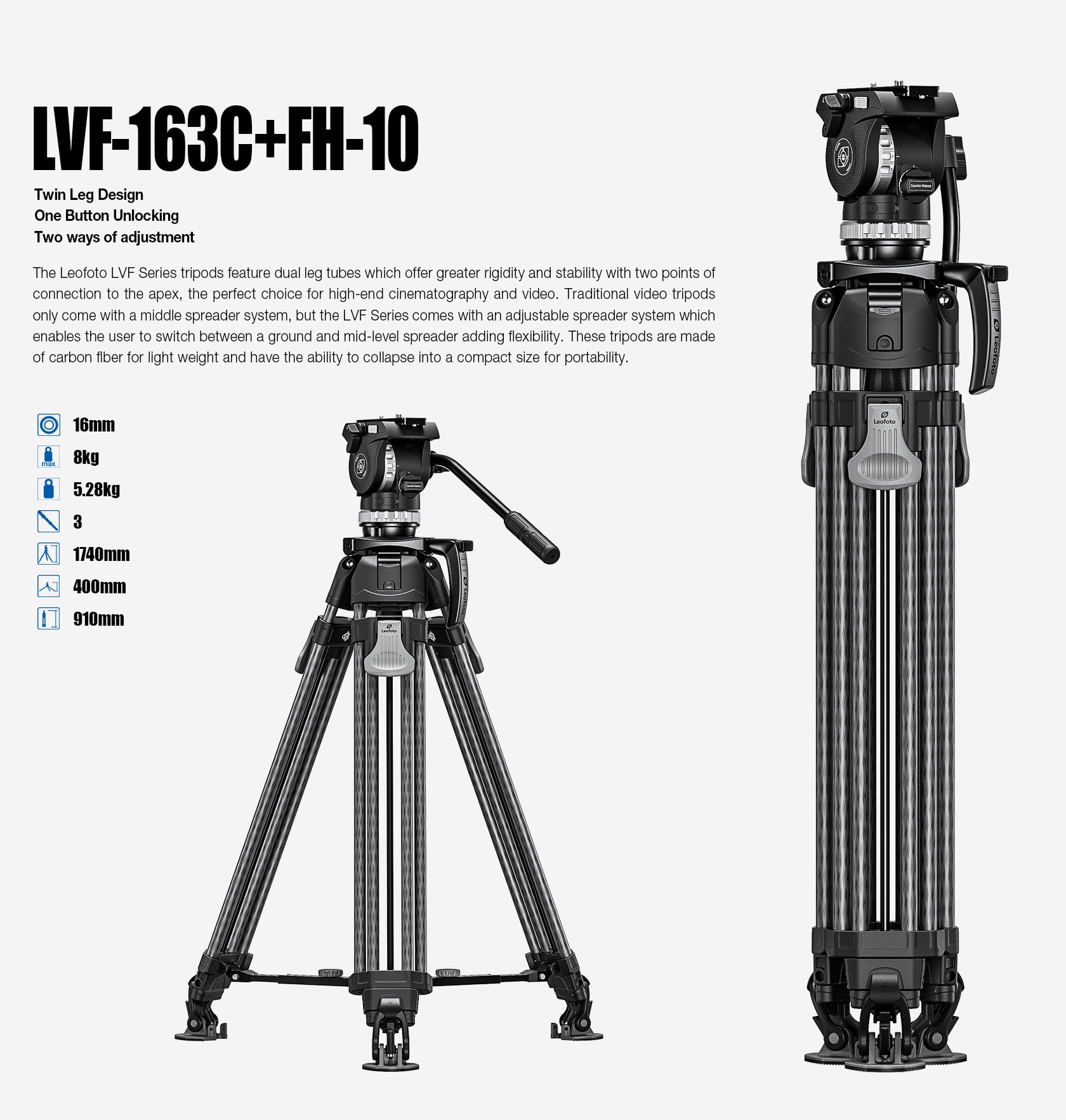 leofoto LVF 163C FH 10 videostativ14
