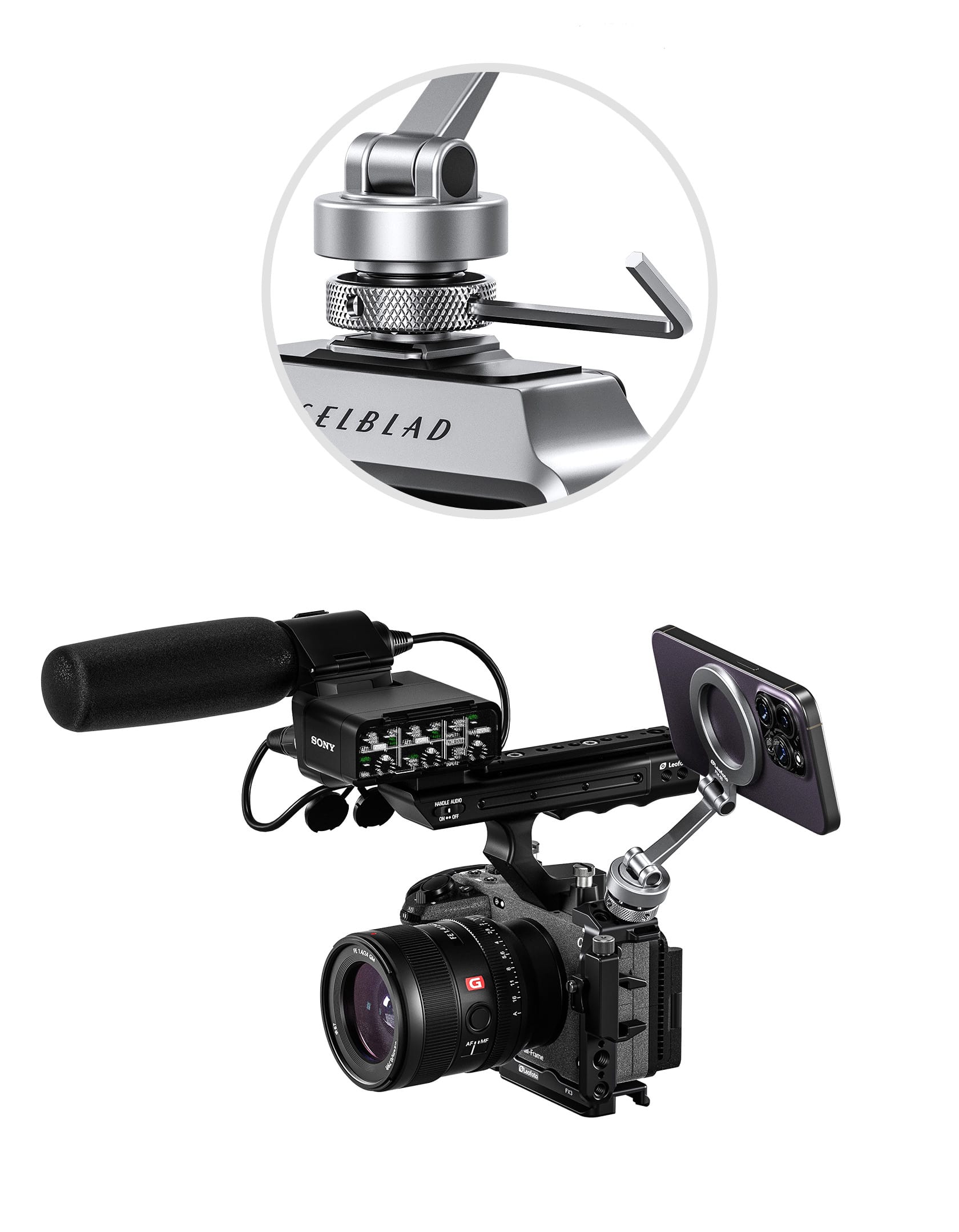 pm 02 magsafe iphone handy halter blitzschuh hotshoe leofoto 5