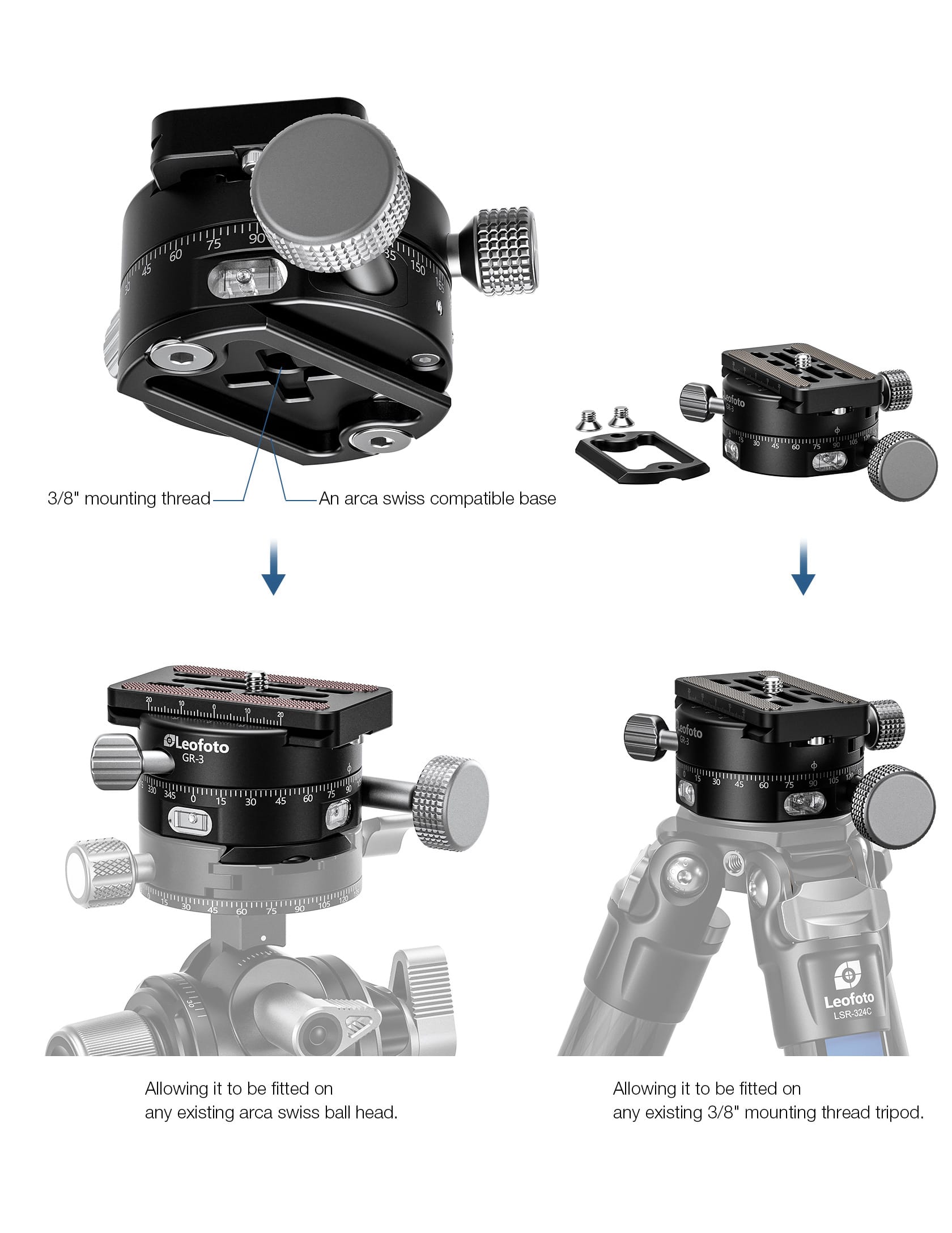 leofoto gr 3 arca swiss kupplung panorama getriebe 3