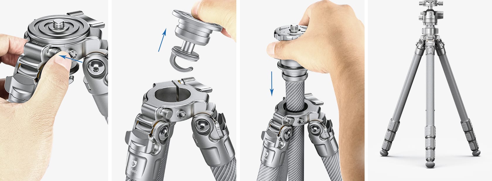 leofoto lg 284c carbon stativ silber 11